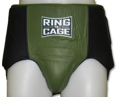 No Foul Boxing Groin Protector Leather - size: X-Large, style: Green/Black