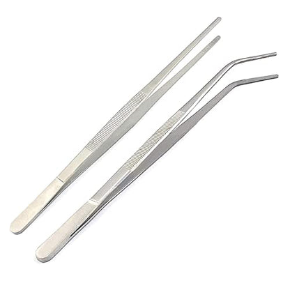 Straight and Bend Stainless Steel Super Thick Tweezers Set,Pliers Aquarium Tool Fish Tank Aquatic Plants Forceps Clip