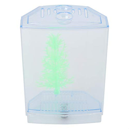 GLOGLOW Mini Aquarium Fish Tank, Acrylic Breeding Box for Betta and Guppies, Isolator for Small Fish with Air Circulation and Easy Waste Drainage (Single Grid)