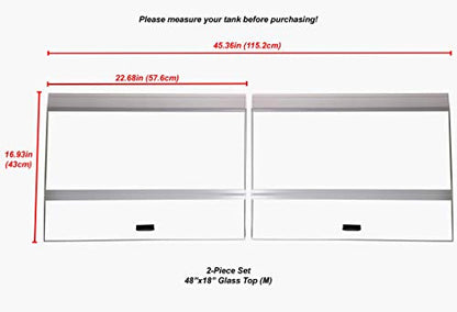 H2Pro 48x18 Glass Canopy 2 Piece Set for 70/75/90/110 Gallon Aquarium Fish Tank (22.68 x 16.93 x 0.16in)