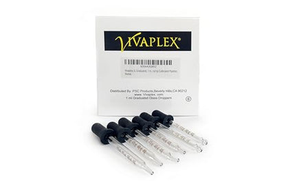 Vivaplex, 6, Graduated, 1 ml Glass Eye Droppers. Assorted Pack of Long and Short, Straight tip, Bent tip, and Round tip Calibrated Pipettes.