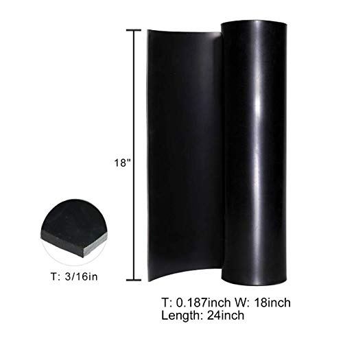 Neoprene Rubber Sheet Roll 3/16" (.187") Thick x 18" Wide x 24" Long for DIY Gaskets, Pads, Seals, Crafts, Flooring,Cushioning of Anti-Vibration, Anti-Slip - size: 18" Wide X 24" Long, style: 3/16 (.187)" Thick