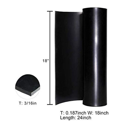 Neoprene Rubber Sheet Roll 3/16" (.187") Thick x 18" Wide x 24" Long for DIY Gaskets, Pads, Seals, Crafts, Flooring,Cushioning of Anti-Vibration, Anti-Slip - size: 18" Wide X 24" Long, style: 3/16 (.187)" Thick