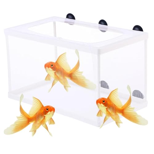 Breeder Box for Fish Tank, 6x5.7x10 Large Fish Breeding Box Net, White Mesh Aquarium Breeder Hang on Nursery with Suction Cups for Baby Hatchery Breeding