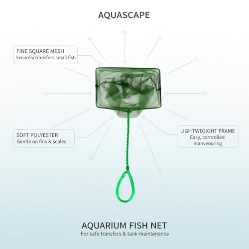 Green Square Mesh Aquarium Net for Fish Transfer and Tank Cleaning - size: 17.52 x 7.87 x 5.91"