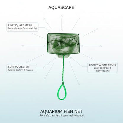 Green Square Mesh Aquarium Net for Fish Transfer and Tank Cleaning - size: 17.52 x 7.87 x 5.91"