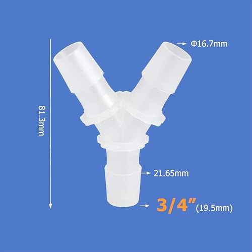 3/4" Hose Barb Fitting Equal Barbed Y Shaped 3 Way Plastic Joint Splicer Mender Adapter Union for Air Line Tubing Pipe (Pack of 4) - size: 0.75 Inch