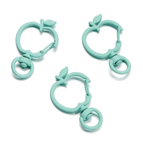 5Pcs Swivel Clasps Snap Hook, Apple Shape Alloy Metal Lobster Claw Clasp for Keychains, DIY Crafting 24 * 38mm (Lake Green) - color: Lake Green