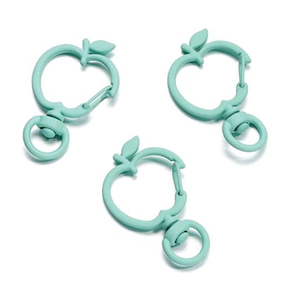 5Pcs Swivel Clasps Snap Hook, Apple Shape Alloy Metal Lobster Claw Clasp for Keychains, DIY Crafting 24 * 38mm (Lake Green) - color: Lake Green