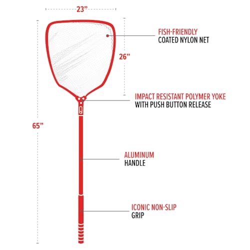 Bubba Telescoping Net with Non-Slip Grip, Collapsible, Adjustable, Durable Aluminum, Lightweight, for Fishing, Boating, and Outdoors - size: Large