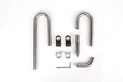 304 Stainless Steel Lily Pipes with Clamps for Rimless Glass Aquarium, Inflow and Outflow Set (Pipe Diameter 16mm) - size: ID/OD=14/16mm