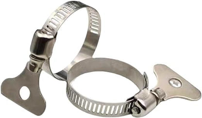 10-Pack 304 Stainless Steel Hose Clamps, 21-38mm (13/16"-1 1/2") Adjustable Thumb Screw Key-Type, for Plumbing, Automotive, Marine & Machinery Applications