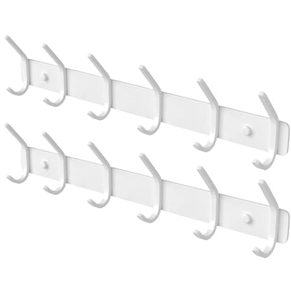 Coat Rack Wall Mount Hooks - 15 Inch White Metal 6-Hook Rack(2 Pack) - color: White, size: 2 Pack