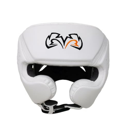 RIVAL Boxing RHG10 Intelli-Shock Headgear, D3O Front and Side Padding, Hook and Loop Back Adjustment with Lace on Top, and Anatomical Rear Head Pad Every Time - color: White, size: X-Large