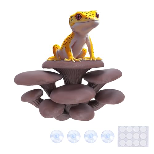 Mushroom Decor for Reptile Tank, Fish Tank, Pet-Safe Bearded Dragon Tank Accessories, Realistic Terrarium Plants for Leopard Geckos, Crested Geckos, Tree Frogs, Snakes (Cocoa, Cluster Cap) - color: Cocoa, size: Cluster Cap