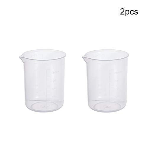 Othmro Measuring Cup 250ml Plastic Graduated Beaker Transparent for Lab Kitchen Liquids 2pcs - color: 250ml 2Pcs