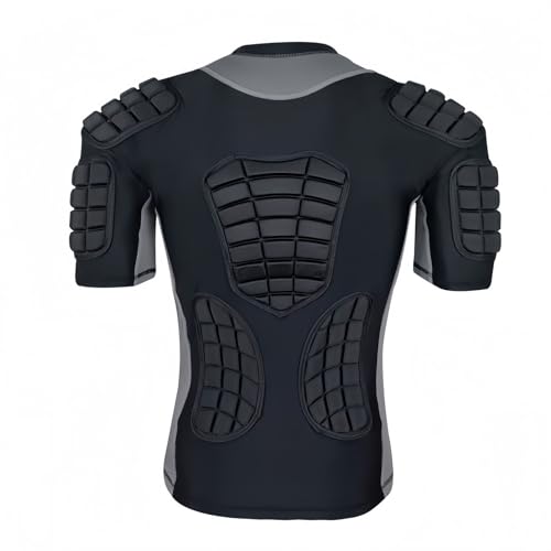 Topeter Men’s Padded Football Shirt with Chest, Rib, Back, Shoulder Pads, Impact Protection Shirts for Rugby, Baseball - size: Medium, style: Gray