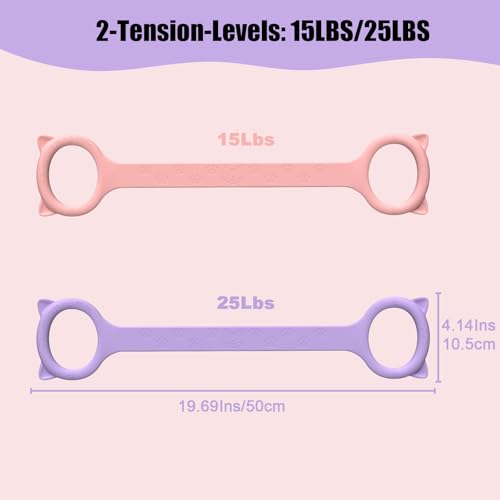 Figure 8 Resistance Bands with Handles,Silicone Exercise Band Set | Upgraded 8-Shaped Stretch Bands for Women Home Working Out Arms Back Legs Pilates Yoga Physical Therapy Multi Packs - color: 2Pcs Pink 15Lb & Purple 25Lb