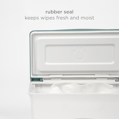 Ubbi Baby Wipes Dispenser with Weighted Plate and Secure Seal, Nursery and Baby Registry Essential to Keep Wipes Fresh, Open Water - color: Open Water Wipes Dispenser