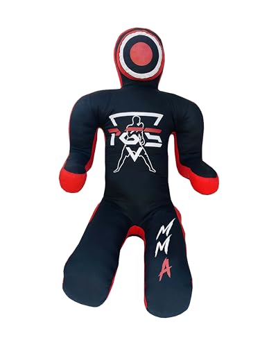 PGS Grappling Dummy for Wrestling Brazilian Jiu Jitus MMA Punching Bag Judo Karate Practice Martial Arts Training Boxing Self Defense Dummy – UNFILLED - color: Black Red, size: 5FT (59 Inches)