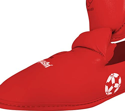 Hayashi Karate Shin Guards and Instep Guards (WKF Approved) - color: red, size: X-Large