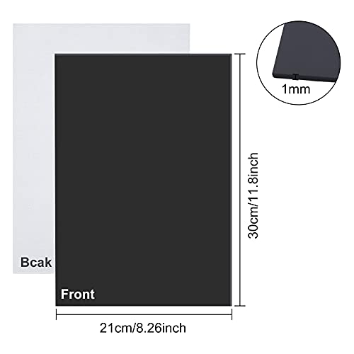 BENECREAT 4PCS Adhesive Silicone Sheet 11.8x8.2 Inch Black Nonslip Silicone Rubber Pad A4 Size 1mm Thick for Gaskets DIY Material, Supports, Leveling, Sealing, Bumpers, Protection, Abrasion, Flooring