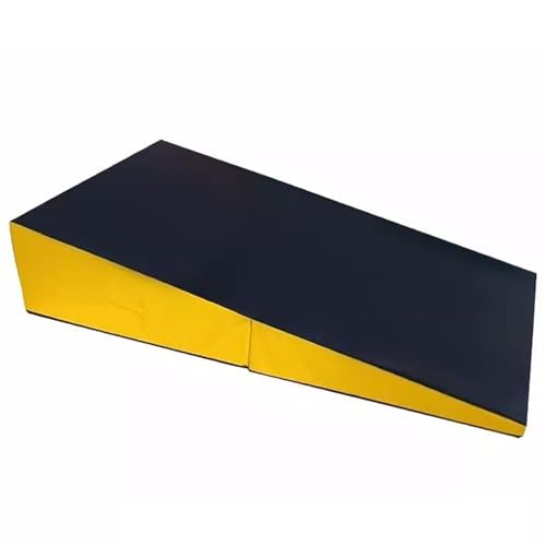 LICOME Folding Incline Gym Mat Tumbling Cheese Wedge Design for Gymnastics, Martial Arts, Dance, Yoga And Stretch Training，After It Can Be Used As A Jumping Box - color: Black Yellow, size: 150x75x35cm