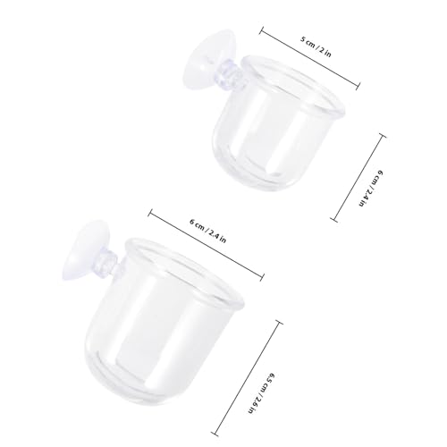 VALICLUD 4pcs Glass Feeding Cups Fish Food Dish Water Grass Container Aquarium Tank Feeder Multi-Function Fish Feeding Food Holder for Betta and Shrimp