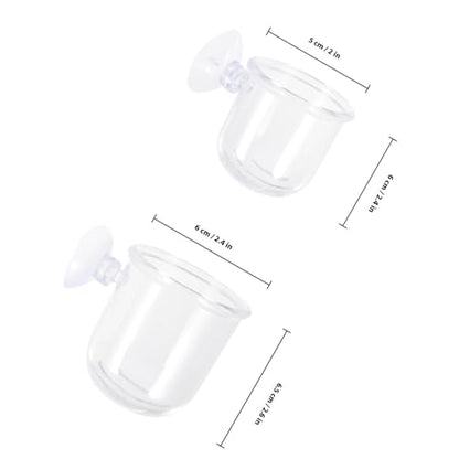 VALICLUD 4pcs Glass Feeding Cups Fish Food Dish Water Grass Container Aquarium Tank Feeder Multi-Function Fish Feeding Food Holder for Betta and Shrimp
