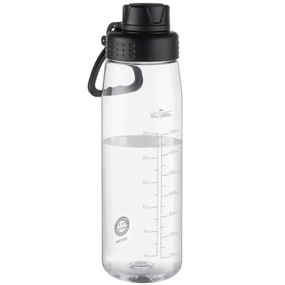 32oz Clear Water Bottle - BPA-Free Tritan Plastic, Fast Flow Spout Lid, Wide Mouth & Leakproof Design Hiking Water Bottle Suitable for Travel, Outdoors, Gym, Travel, Home, School(Clear-Black) - color: Clear-Black
