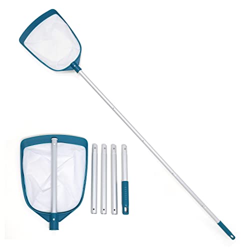 Upgrades Swimming Pool Leaf Net Skimmer Rake with Adjustable Aluminum Pole and Nylon Medium Fine Mesh for Cleaning Swimming Pools, Hot Tubs, Spas and Fountains - size: Pool Skimmer with Pole