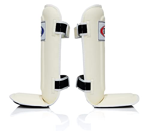 Fairtex SP3 Lightweight Shin Guards, Muay Thai MMA Avoid Shin Splints Gear - color: White, size: Small/Kids