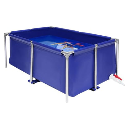 Portable Foldable Fish Tank 120 Gallon, Outdoor Indoor Canvas Aquaculture Pond with Stainless Steel Frame, Rectangular Canvas Fish Pond, Drain Valve, Koi Breeding Pond for Fish Shrimp Lobster Breeding