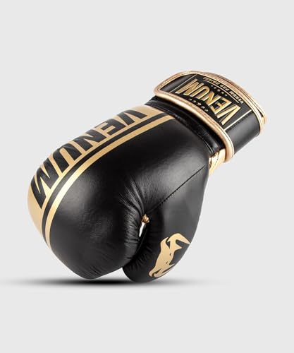 Venum Shield Pro Boxing Gloves - color: Black/Gold, size: 8oz, style: Hook and Loop