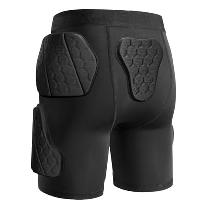 Football Padded Compression Shorts with Cup Pocket, 5 EVA Pads - size: Youth-L