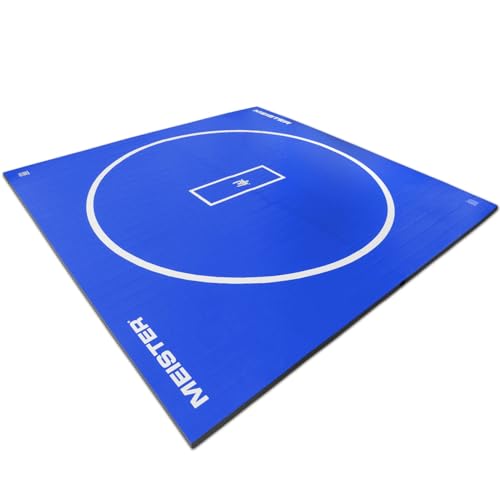Meister FlexFloor Wrestling Mat - 10ft x 10ft Roll-Up Pro Training Mat for Home & Gym - color: Blue