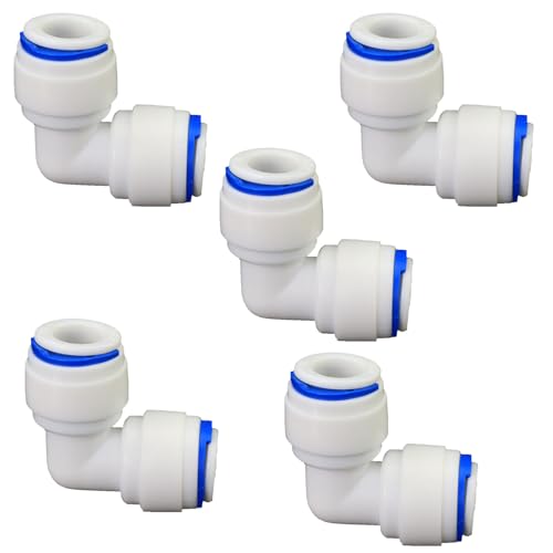 1/4" Push-Fit Elbow, 5 Pcs | Plastic push-to-connect fitting for RO water filtration, pre-purifier, refrigerator & coffee maker. - style: 3/8" Push-to-Connect Elbow Fitting