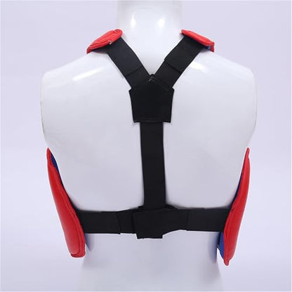 Reversible Karate Sparring Chest Guard, Taekwondo Boxing MMA Martial Arts Muay Thai Kickboxing Training Body Protector - color: Red/Blue, size: X-Large