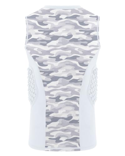Roadbox Youth Baseball Chest Protector, Football Padded Compression Shirt - color: White/Camo, size: Medium