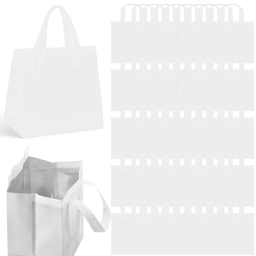 50 Pcs Insulated Take Away Bags Bulk Thermal Insulation Food Bags for Coffee Milk Tea Hot Cold Fresh Food Seafood for Catering Restaurant Grocery (9.45x9.45x5.91inch,White) - color: White, size: 9.45x9.45x5.91Inch