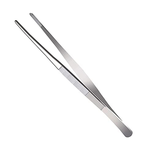 6.3 Inch Straight Tip Long Forceps Tweezers, Serrated Flat Tips Surgical Tongs Jewelers Needle Metal Sewing Sharp Kitchen Cooking Tweezers With Teeth Knurled Handles (1PCS-160mm) - color: Straight-1pcs-6.3inch
