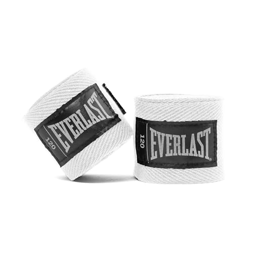 Everlast Core Handwraps 120in – Boxing Hand Wraps for Gloves, Wrist & Knuckle Support - color: White & Black, size: 120 Inch