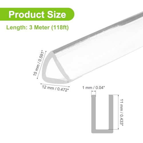 PATIKIL Rubber Seal Strip, 10Ft Flexible U Channel Edge Trim Protector Soundproof Door Seal Strips Fit 9-11mm Thick Edge, 19/32"(15mm) Width, 15/32"(12mm) Height, Transparent - size: 19/32"(15mm ) x 15/32"(12mm )