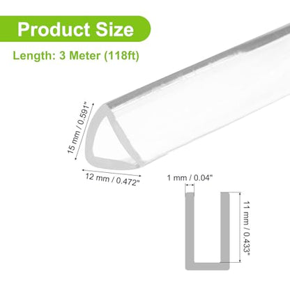 PATIKIL Rubber Seal Strip, 10Ft Flexible U Channel Edge Trim Protector Soundproof Door Seal Strips Fit 9-11mm Thick Edge, 19/32"(15mm) Width, 15/32"(12mm) Height, Transparent - size: 19/32"(15mm ) x 15/32"(12mm )