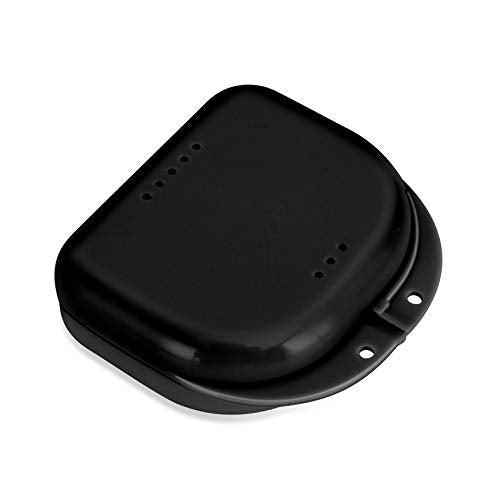 Annhua Orthodontic Mouthguard Case Dental Retainer Case with Vent Holes, Denture Retainer Box Aligner Container Slim for Household|Office|Travel - Easy to Use - Black - color: black