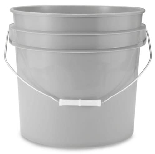3.5 Gallon Food Grade Grey Bucket Pail with Green Screw on Air-Tight Lid (Pack of 4) BPA Free containers -Made in USA