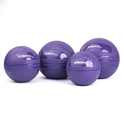 bintiva Non Bounce Slam Ball - Exercise Weighted Deadball for Workout and Fitness Routines - Medicine Dead Weight Ball - color: Black SET - 10 15 20 25 LBs