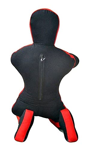 PGS MMA Brazilian JIU Jitsu Wrestling Dummy for Grappling Submission Mixed Martial Arts MMA Training Punching Throwing Boxing Bag Karate Judo Self Defense UNFILLED - color: Black Red, size: 5FT (59 Inches)