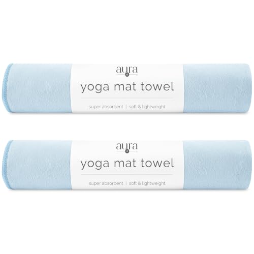 S&T INC. Aura Microfiber Yoga Mat Towel, 2 Pack, 26.5" x 72", Blue - color: Blue 2pk