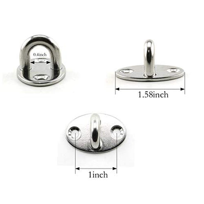 2-Pack M6 Ceiling & Wall Mount Hanging Hardware Fitting Set 304 Stainless Steel Heavy Duty Oval Pad Eye Hook Plate + Snap Hook for Yoga Hammock Swing Marine Boat Accessories - size: M6 Oval Pad
